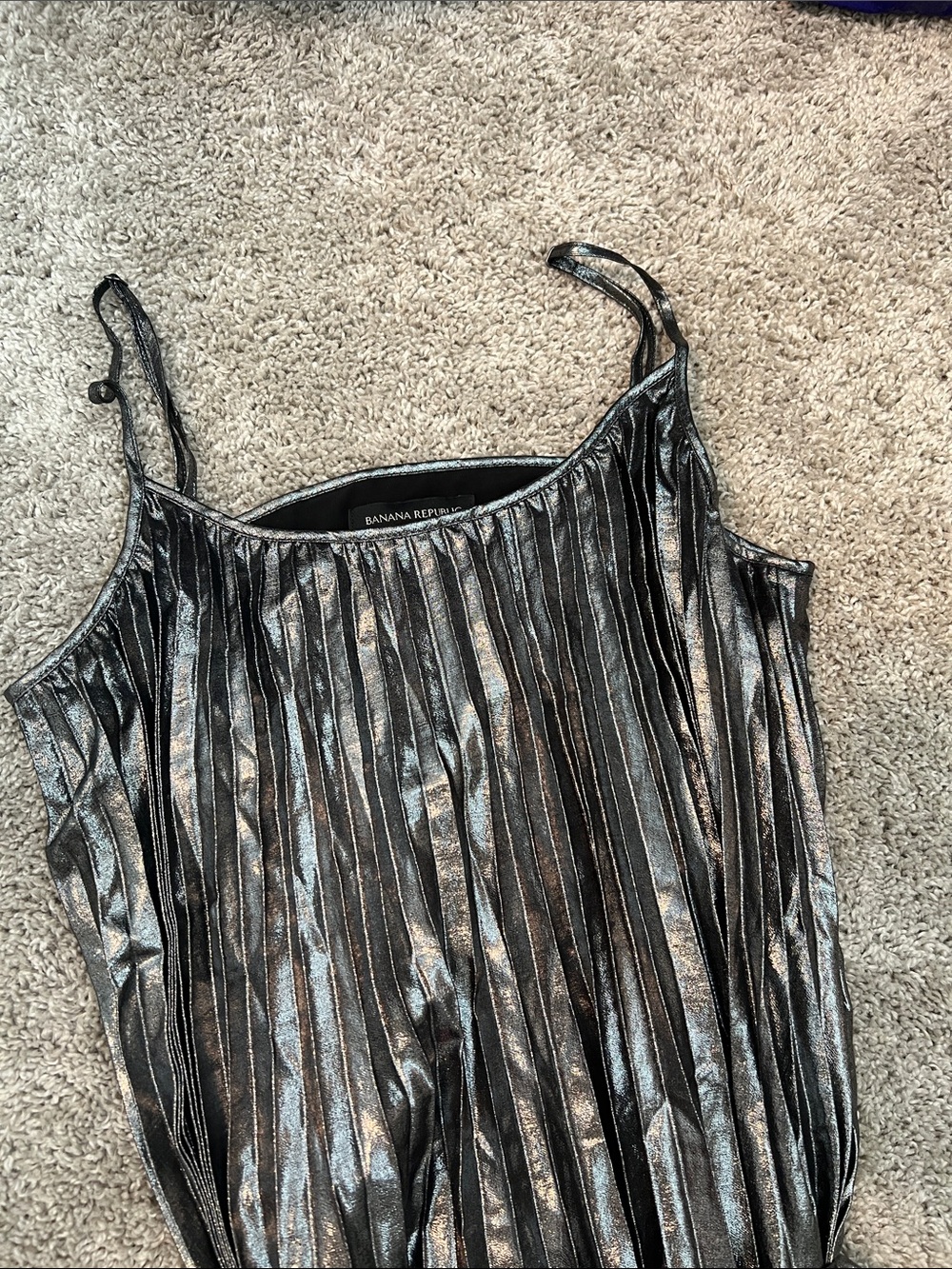 Banana Republic Silver Metallic Pleated Maxi Dress - Picture 6 of 9